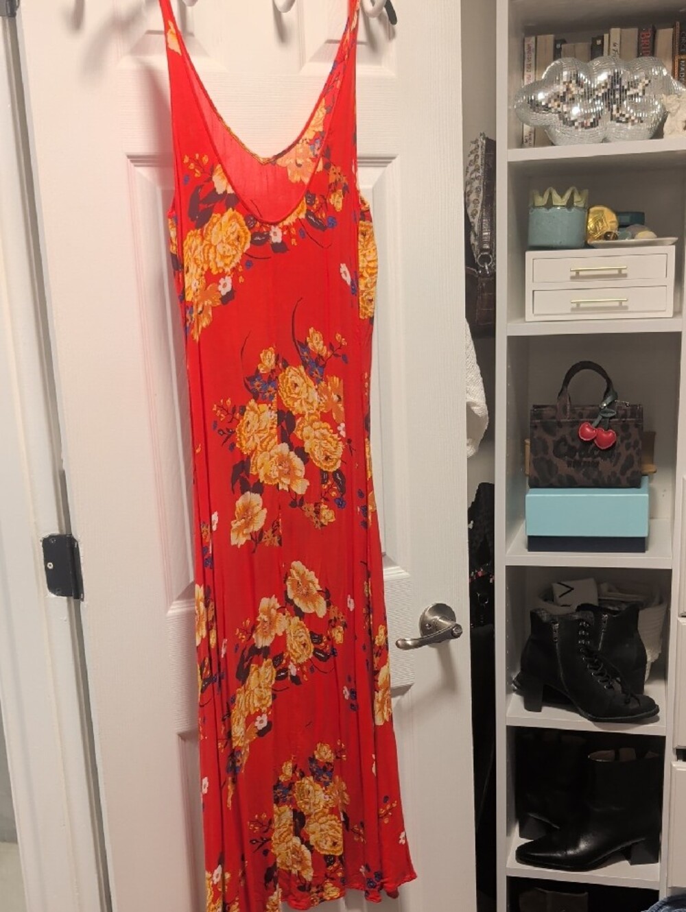 Intimately Free People Red Floral Print Maxi Dress with Yellow and Blue Accents - Picture 3 of 6